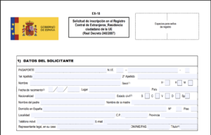 modelo ex18 extranjería